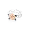 Heißer Verkauf Solide 14k Rosegold Blumenschmuck 925 Sterling Silber Blumenring Damen Zweifarbig Romantische Rose Hochzeit Verlobungsringe