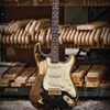 Ручная работа John Mayer ST Black 1 John Cruz Masterbuilt Heavy Relic Электрогитара Состаренное золото Фурнитура Нитролак Краска6661534