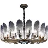 New Chinese Modern Simple Light Restaurant Bedroom Creative Peacock Feather Lighting Living Room glass crystal Chandelier