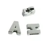 50pcs/lot Hole 10mm Chrome plain slide letter A - Z alloy diy slide charms English Alphabet fit for 10mm leather wristband bracelet keychains jewelrys making