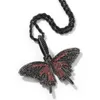 Iced Out Small Butterfly Hanger Ketting Goud Verzilverd Micro Verharde Kubieke Zirkoon Mens Hip Hop Sieraden Gift