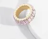 Nytt modeguld silverpläterad färgglad CZ -ring asfalterad zirkonring bröllopsfest smycken gåvor för kvinnor uttalande ringar