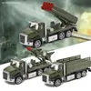 LD Modello di camion militare in lega pressofusa, veicolo missilistico, macchina a razzo, con suoni, tirare indietro, ornamento, regalo di compleanno per bambini di Natale, 6618