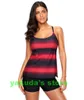 wholesale Grande grande plus ragazza sport Bikini set spiaggia Gradiente un pezzo sexy ventre che copre sottile angolo piatto Stripe Stampa costumi da bagno yakuda