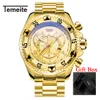 Temeite Relogio Maschulino Top Brand Gold Gold Big Men039S Quartz Watches Waterproof Wristwatch Male Military Watch Drops4111462