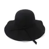 Moda kadın bayan geniş ağzına kadar yün fedora disket şapkaları vintage kadın kız yuvarlak fedoras cloche cap trilby bowly hat244f