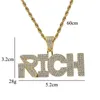 Collier Hip Hop plaqué or jaune et blanc, pendentif et collier riches en CZ pour hommes et femmes, joli cadeau, 287g, nouvelle mode