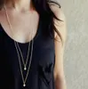 女性ジュエリーシンプルな女性ロングチェーンネックレス格安の多層コリーマ2018卸売のための金の合金のラウンドペンダントネックレス
