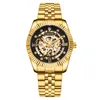 Chenxi Gold Vezel Zegarek Szkielet Harlsionout Luminous Wskaźnik Wysokiej Jakości 001 Dial Dial Face Klamra ze stali nierdzewnej Klamra