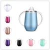 Hot 10oz Sippy Cup Bicchieri da vino in acciaio inox Doppi manici Portauova Ventosa Doppia parete Vuoto Boccetta isolata