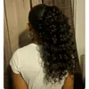 Rabo de cavalo de cabelo humano Kinky Curly rabo de cavalo com cordão para mulheres negras Rabo de cavalo de cabelo humano médio Updo Hairpiece Bun com 2 clipes