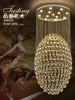 Lustre en cristal K9 allumant la lumière pendante d'escalier pour la lampe d'acier inoxydable d'escaliers d'escaliers de villas de duplex de salle de villa d'hôtel