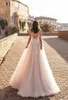 Naviblue Dolly V cuello playa vestidos de boda vestidos Sexy espalda descubierta 3D Floral apliques encaje vestidos de novia barrido tren tul vestido 2022