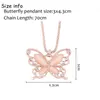 Papillon Pendentif Collier Cristal Diamant Or Rose Alliage Charme Rose Colliers Chandail Chaîne Enfants Femmes Bijoux De Mode