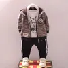 2019 yeni stil İlkbaharSonbahar pamuk Fermuar Hoodies pentagram desen ceket uzun kollu ve pantolon ile erkek ve kız için üç adet