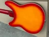 Free Shipping! Fire Glo Cherry Sunburst 360 12 Strings Electric Guitar Semi Hollow Body, Triangle Pearl Inlay, 2 Output Jacks, 5 Knobs