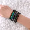 6 projetos rocha de lava Beads encantos pulseiras naturais essenciais Difusor Oil Elastic Bracelet Rocha vulcânica frisada Mão Cordas homens Pulseira