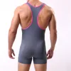 Mens Undershirts Sexy Underwear Breathable Mesh Men Bodysuit Men's Wrestling Singlet Jumpsuit Shorts Men Sleepwear Undershirts