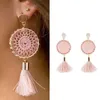 Fashion- Tassel dangle earrings Weave fringe chandelier ear drop women girl Bohemia ear jewelry seven colors red black white orange pink