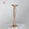 5 st Classic Metal Golden Candle Holders Bröllopsbord Vägledning Event Party Centerpiece Flower Vase Rack Heminredning