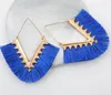 Bohemia Tassel Hoop Earrings For Women Vintage Golden Statement Jewelry Triangle Colorful Charm Earrings female