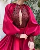 2020 Red Evening Dresses With Detachable Skirt Long Sleeve Mermaid Prom Dress Sweep Train Custom Made Special Robes De Soirée