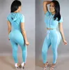 Wholesale Women Two Piece Outfits Pants Set Casual Sports Rompers Jumpsuit Long Pants 2 Piece Set O-Neck Crop Tops Tracksuits Free Shipping