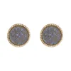 New simple druzy stone Stud Earrings Ladies Round Resin Gold Earrings For women Fashion Jewelry Gift