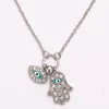 Luxury Desing Womens Holiday Gift Gold Plated Eye Hamsa Pendant Necklace with Rhinestone