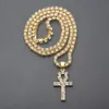 Mens Iced Out Egyptian Ankh Key Pendant Necklace 18K Gold Plated Hip Hop Rhinestones Crystal Tennis Chain Hip Hop Jewelry Necklace