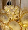 Royal Golden Expensive Hand Blown Glass Art Lighting Fixture Flower Murano Hanging Plates Chandelier for Hotel Villa Stars Decor