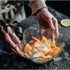 Pétales plats de cendres transparents Phnom Penh irrégulier ménage salade bol à fruits bols en verre en forme de marteau