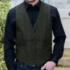 2019 Green Groom Vests Slim Fit Wool Herringbone Wedding Waistcoat Prom Vest Formal Business Vests Custom Made