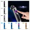 Cylindrical USB Metal Electronic Lighter Cigarette Smoking Rechargeable Double Arc Lighters 10 Types With Gift Box Power display