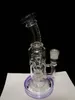 VS 9 inches hoge paarse waterpijpjes Klein glazen bongen rechte fab ei gaten perc roken water leidingen recycle olie rigs dikke dab rig 14.4mm gezamenlijke logo aanpassen