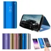 Lustro Plating View Case Stand Stand Flip Leather Plastic Cover dla Huawei P40 P40 Pro 50 sztuk / partia Pakiet detaliczny