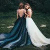 2020 Vintage Gothic Black and White A-line Wedding Dresses Sexy Sleeveless Backless Bridal Gowns Custom Size Bohemian Wedding Gown