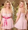 الملابس الداخلية السوداء/الوردي Babydoll Chemise Nightwear Robe Dress Dress Press Plus Size#148