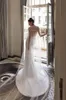 Zeemeermin Julie Vino-jurken met cape spaghettibandjes kant kralen bruidsjurken backless strand satijnen trouwjurk vestido de novia