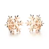 All'ingrosso- fashion designer di lusso carino orecchini a bottone in titanio con fiocco di neve in oro rosa per donna