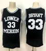 Mężczyźni 33 Bryant Lower Merion High School Basketball Shorts Pants Jersey Zestaw Wszystkie zszywane białe czarne czerwone