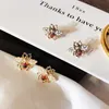 Vintage Bee Stud Earring Women Pearl Rhinestone Insect Bee Earring Gold Bronze Fashon Jewelry for Gift Party