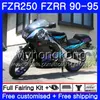 FZRR For YAMAHA FZR-250 FZR 250R FZR250 90 91 92 93 94 95 250HM.3 FZR 250 FZR250R black glossy hot 1990 1991 1992 1993 1994 1995 Fairing kit