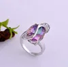 2018 Jewelry Cut heart shaped Mystic Rainbow topaz & Cubic Zirconia Platinum Plated Rings Size #6 #7 #8 #9 R01753087