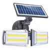 20W 42LED 80COB Dubbel Head Solar Light IP65 Vattentät Vägglampa Radar Mikrovågsugn Induktion Ljus Roatable Utomhus Trädgårdslampa