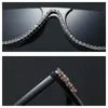 Strass Sonnenbrille Halbrahmen Cat Eye Diamant Sonnenbrille Damen Club Party Schwarze Brille