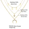 Women Star Style Pendant Necklace Creative Simple Necklace Octagonal Crescent Three-Lay Clavicle Chain Fashion Jewelry