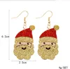 Julörhängen Ny stil Santa Claus Snowman Deer Bell Julgran Dangle Earring Smycken Tillbehör Julklappar för kvinnor Tjejer