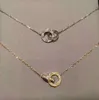 Neue Mode Liebe Halskette Schmuck Männer Frauen Doppelring voller Bohrung zwei Reihen Bohrer Halskette achteckige Schraubkappe Liebhaber Paar Geschenk212Z