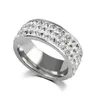 2019新しいステンレス鋼のシルバージルコン5列のリングの女性の男性スタイリッシュな5行8mmゴールドリングカップル結婚指輪